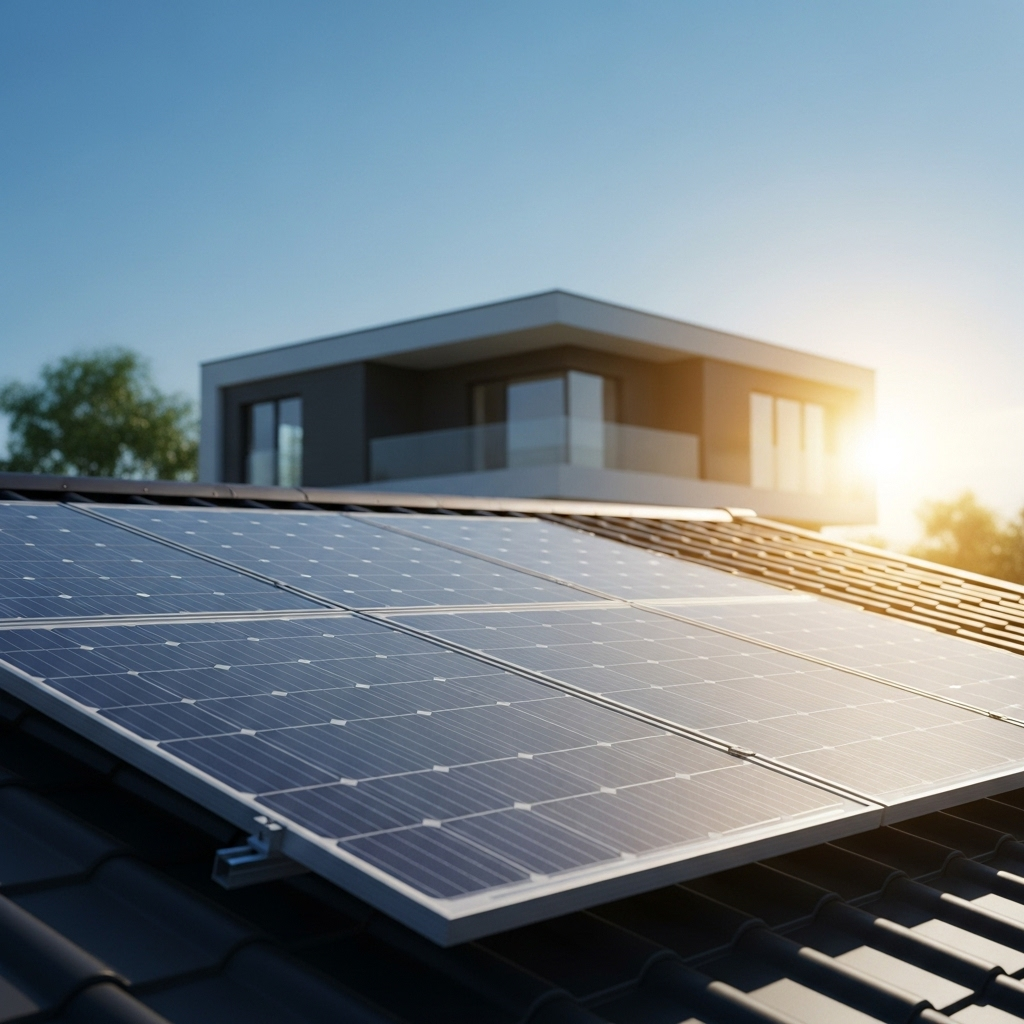 Maison équipée de panneaux solaires